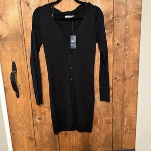 Abercrombie Black Button-Up Knit Dress